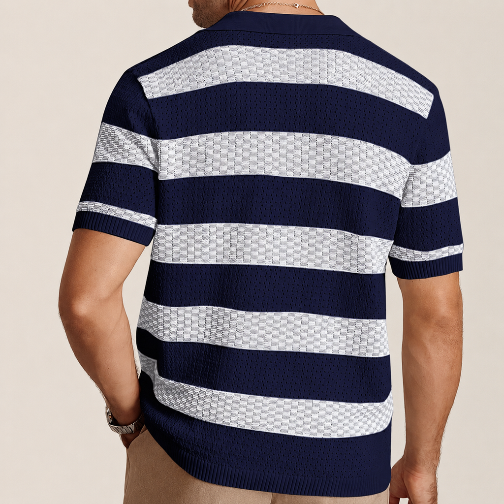 Evan Men’s Textured Stripe Knit Polo