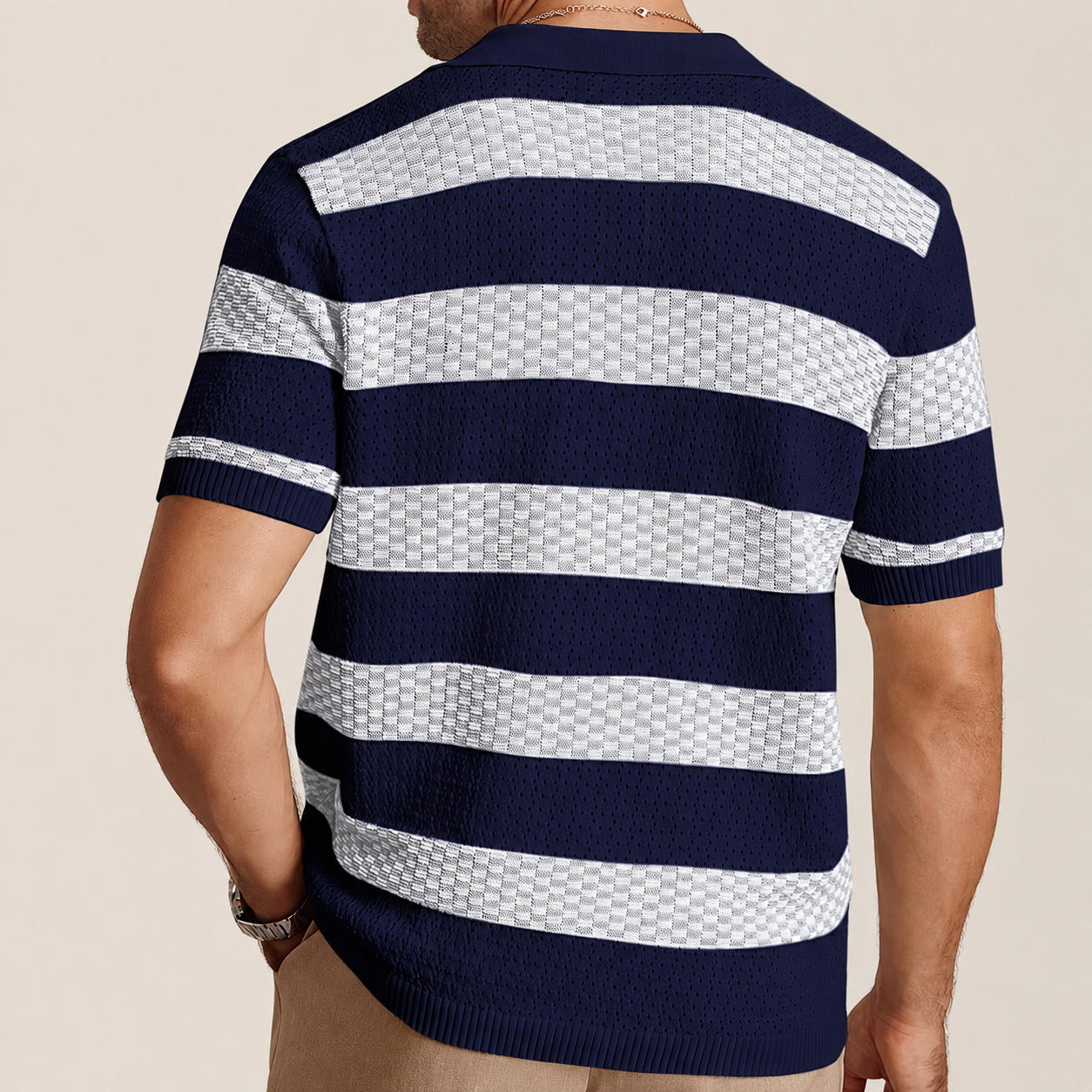 Evan Men’s Textured Stripe Knit Polo