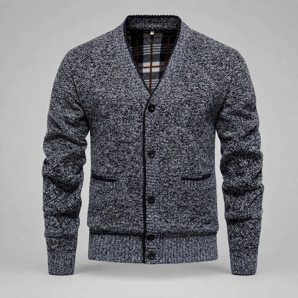 Lorenzo Textured Knit Cardigan – Button-Front V-Neck Sweater