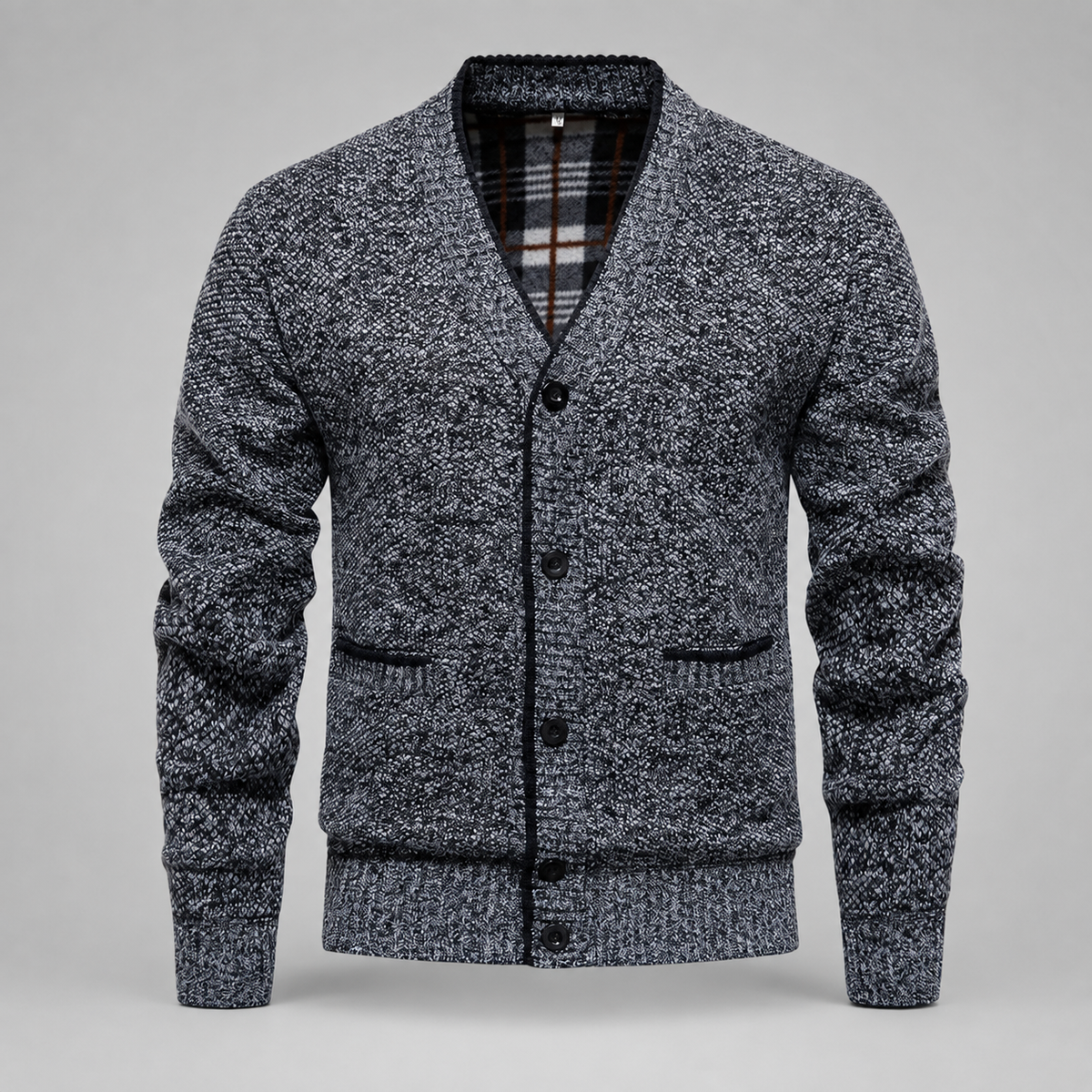 Lorenzo Textured Knit Cardigan – Button-Front V-Neck Sweater