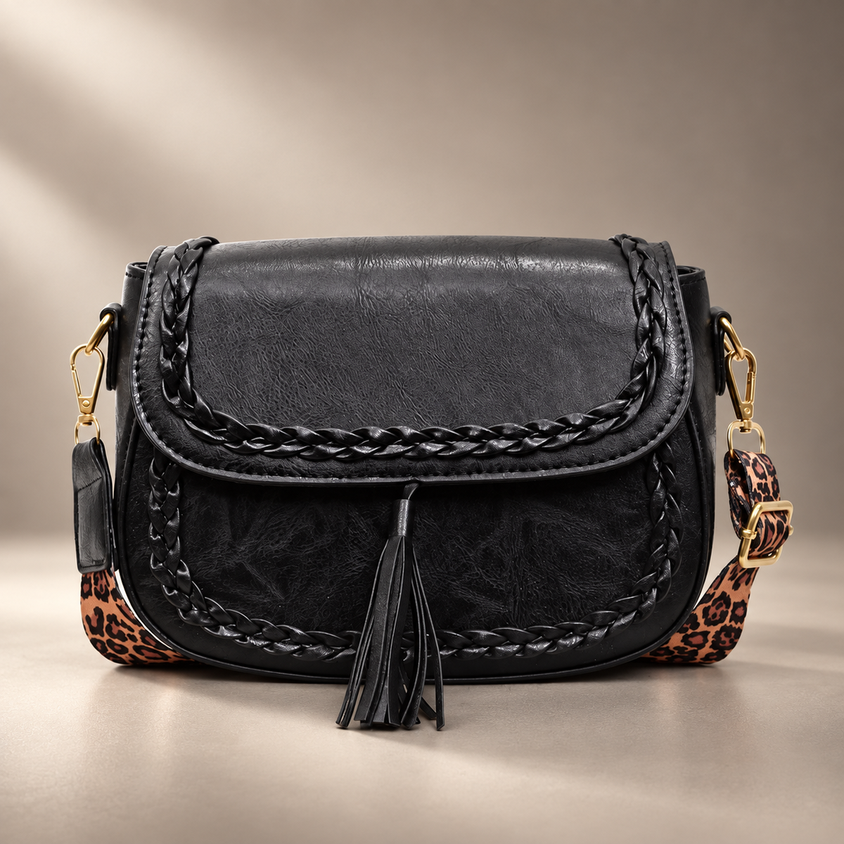 Rosalie Braided Tassel Crossbody Bag – Vintage-Inspired Saddle Shoulder Handbag