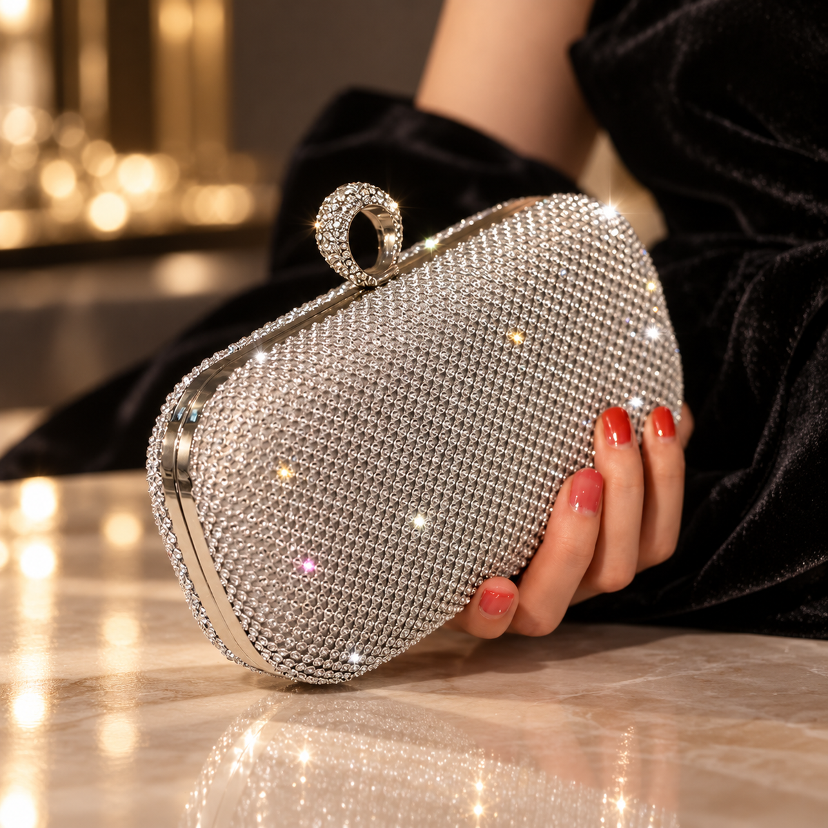 Vivienne Rhinestone Evening Clutch Bag