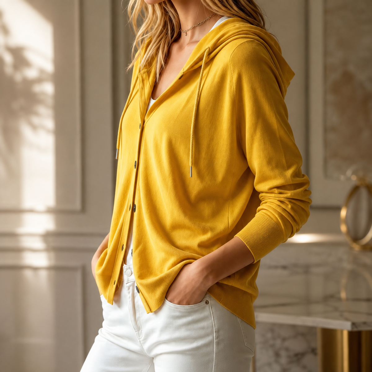 Kennedy Women’s Button-Front Hooded Cardigan