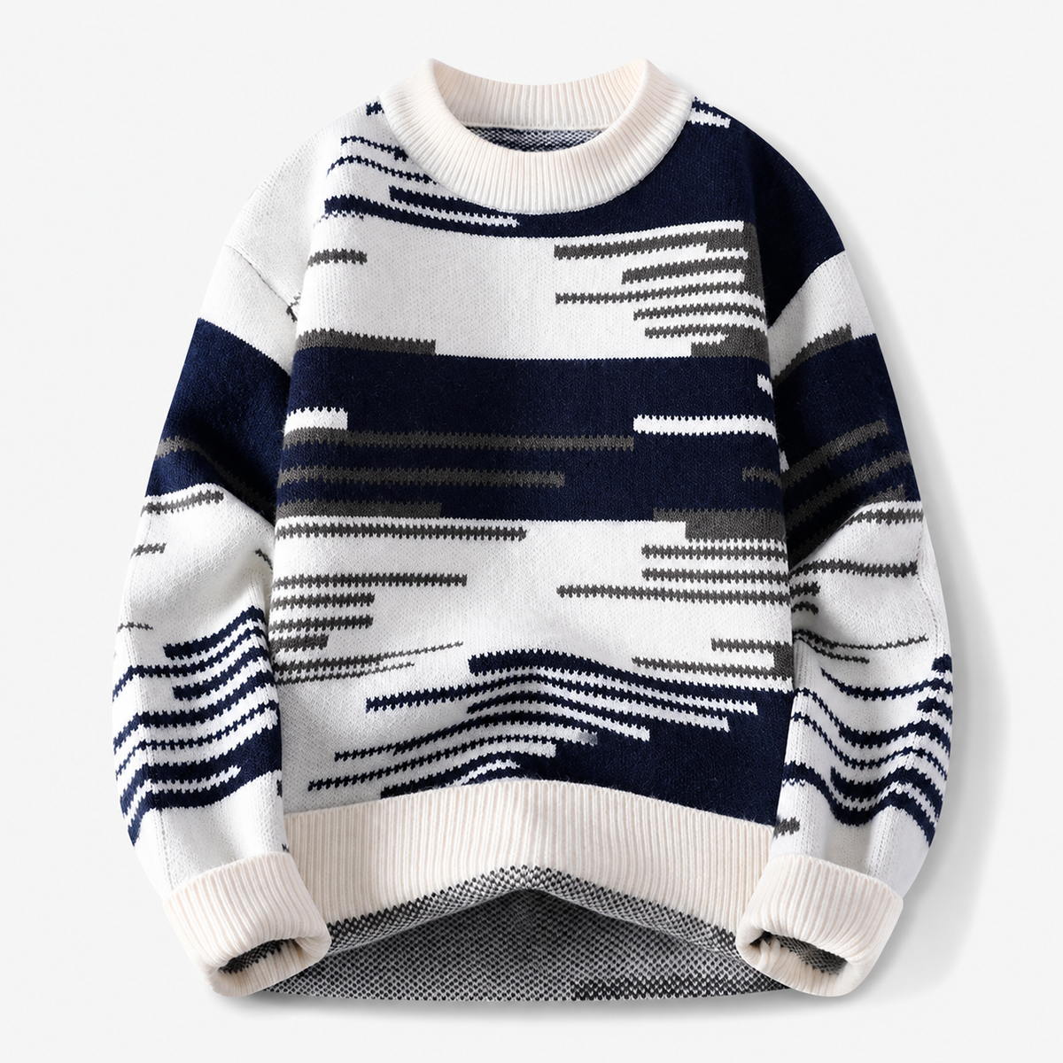 Mason Abstract Stripe Knit Crewneck Sweater