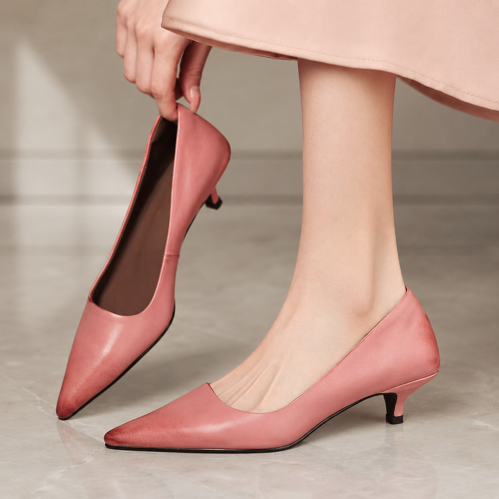Harper Women’s Pointed-Toe Low Kitten Heel Pumps