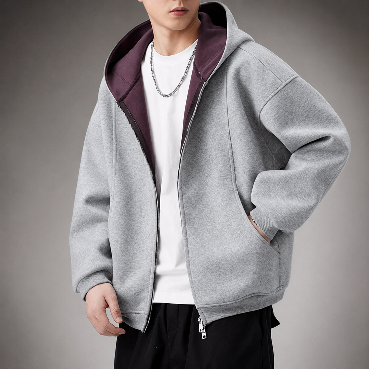 Bennett Men’s Full-Zip Hooded Jacket – Relaxed Casual Layer with Side Pockets