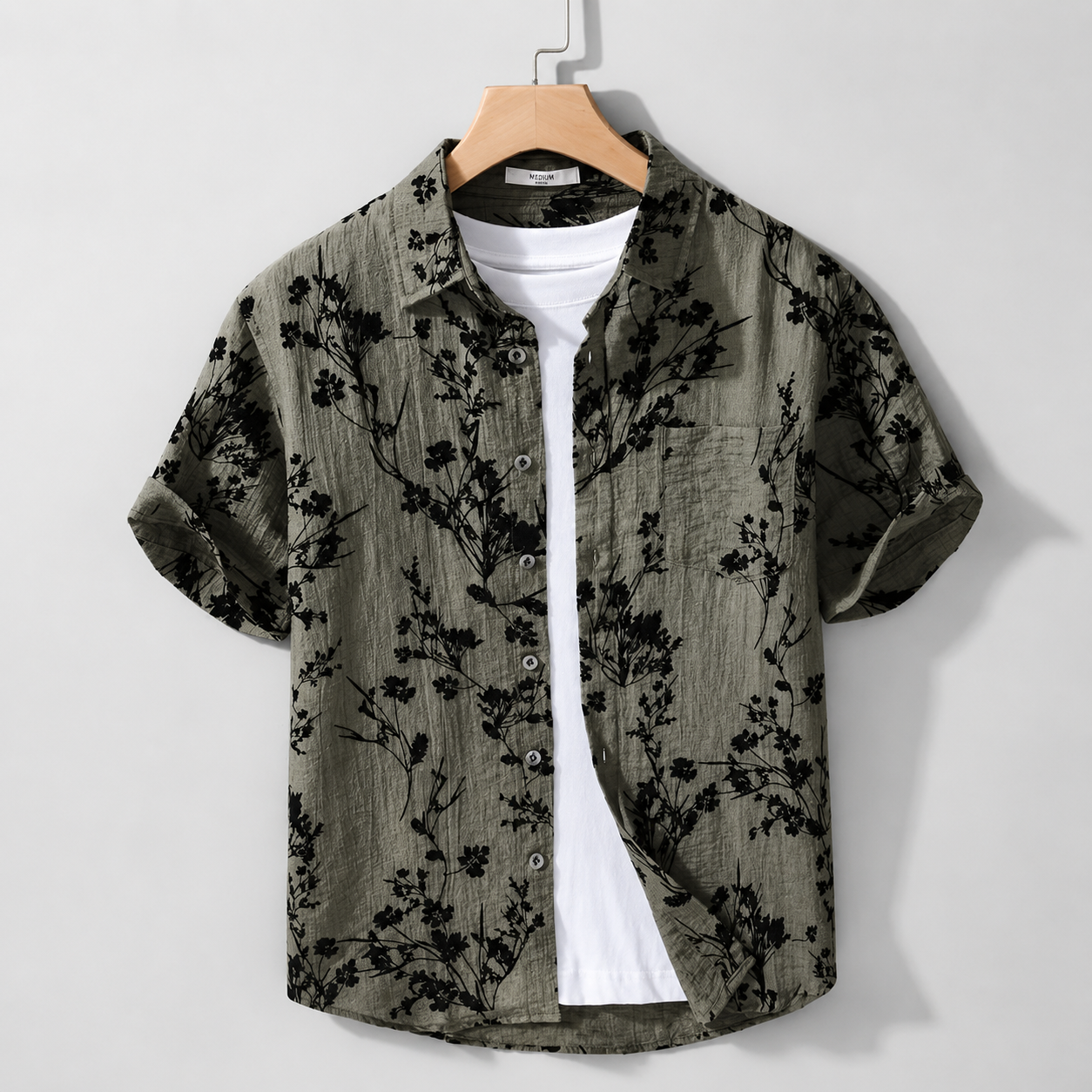 Julian Botanical Print Short Sleeve Button