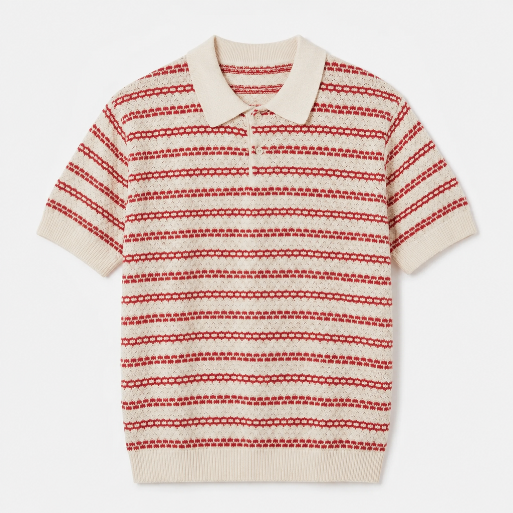 Caleb Men’s Striped Knit Polo Shirt