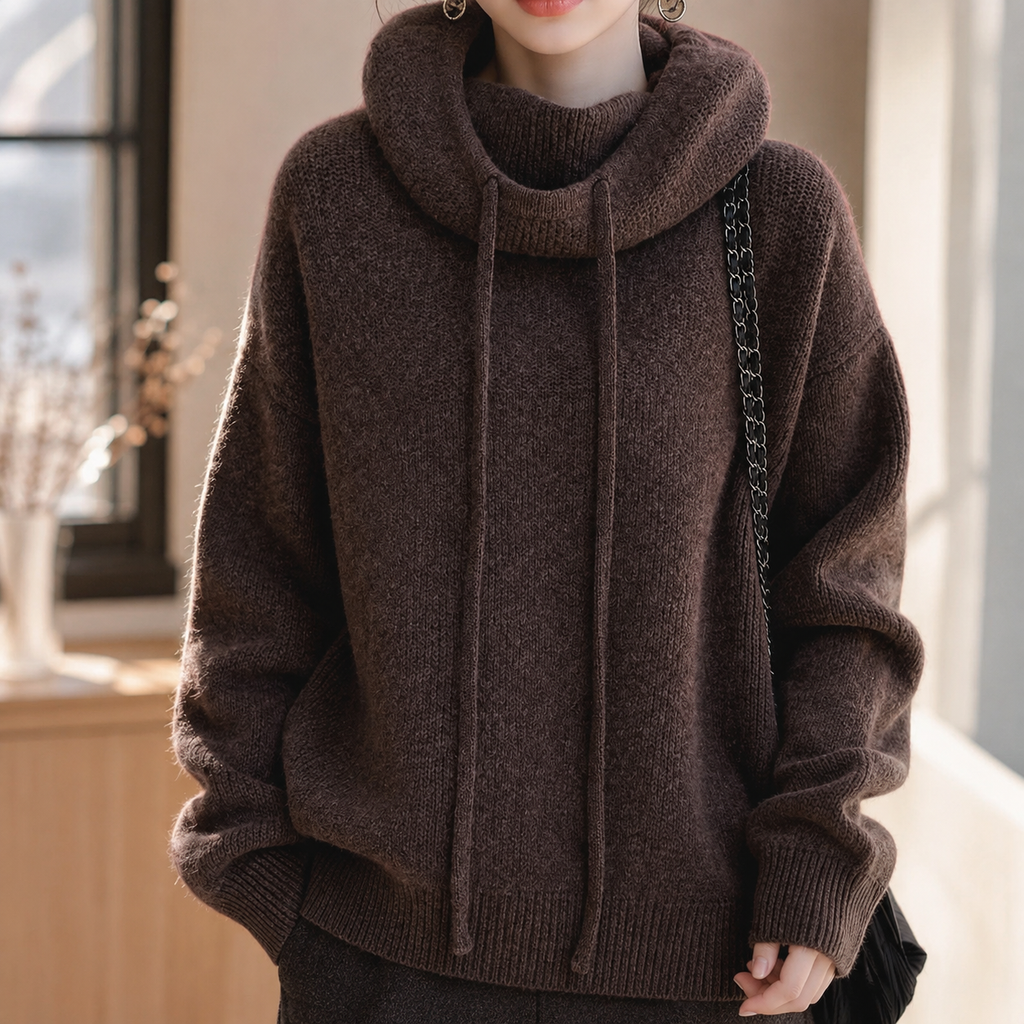 Avery's Relaxed High-Neck Knit Hoodie