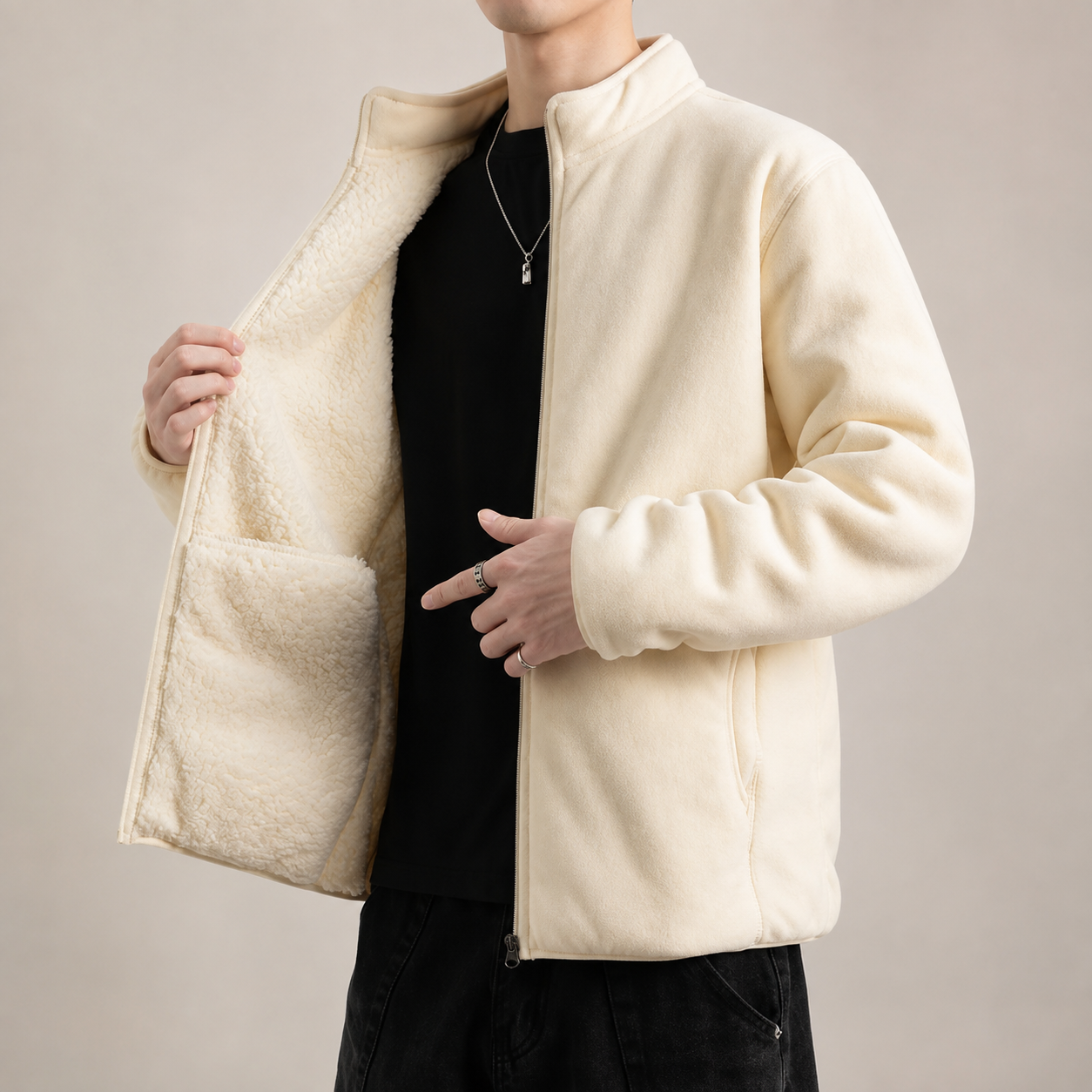 Ethan Men’s Sherpa-Lined Fleece Jacket