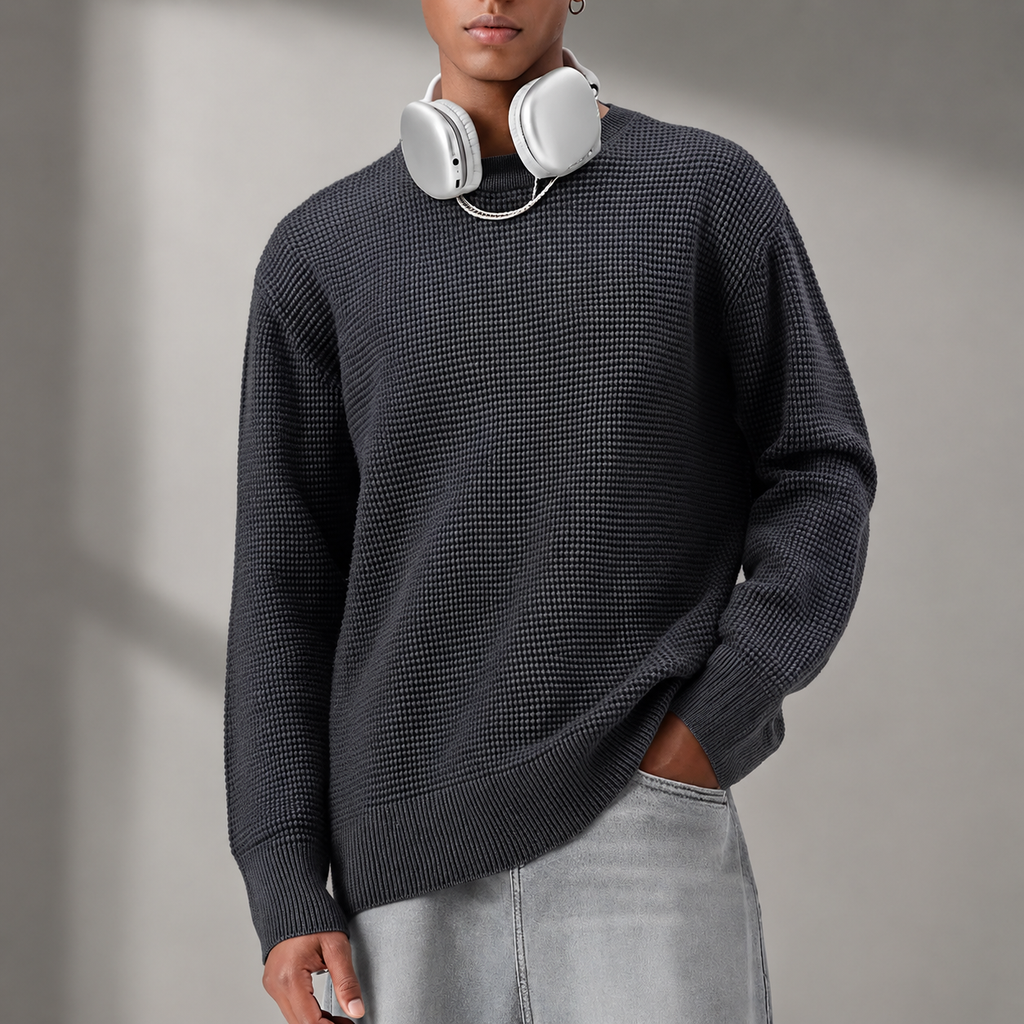 Adrian Men’s Textured Crew Neck Knit Sweater