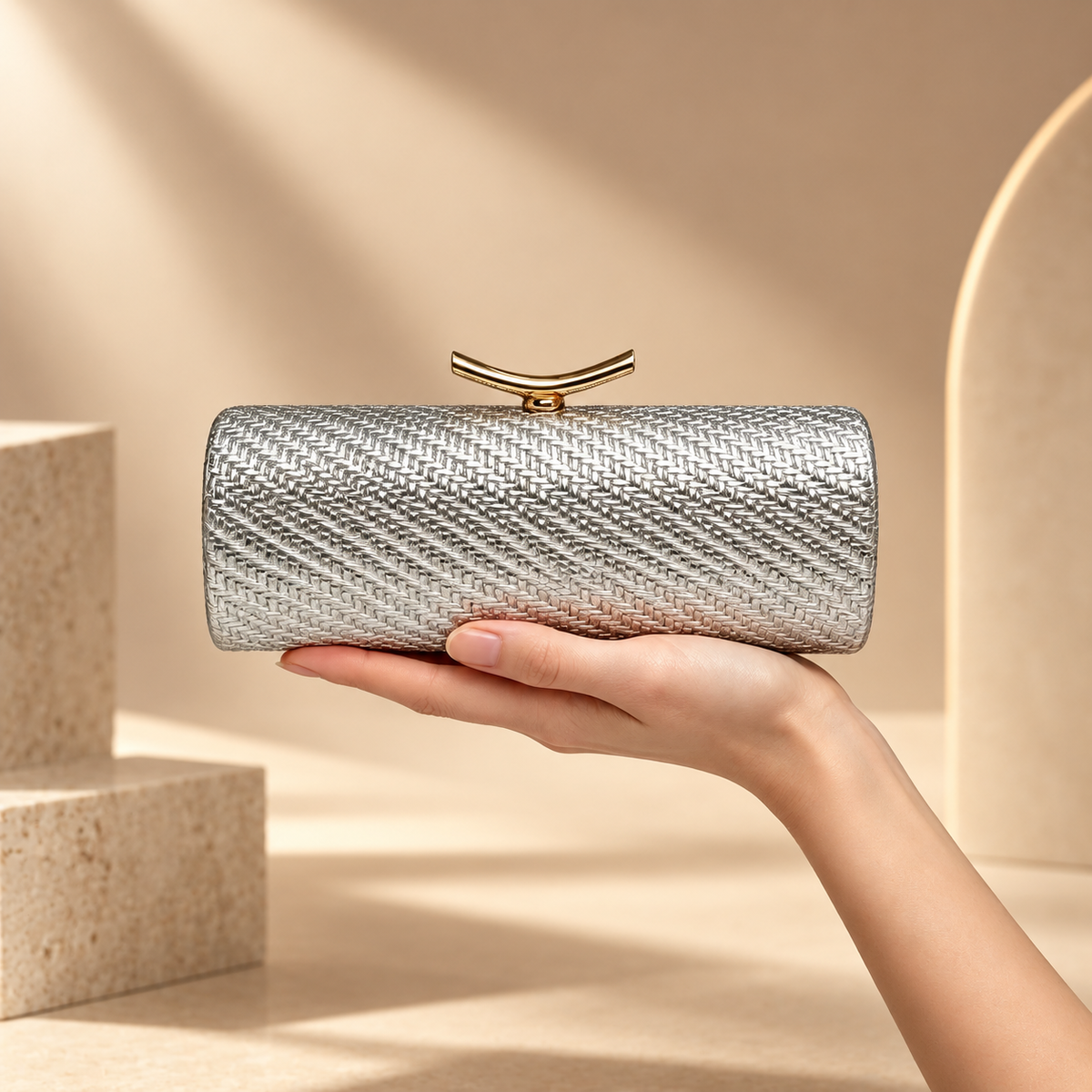 Gianna Metallic Woven Evening Clutch