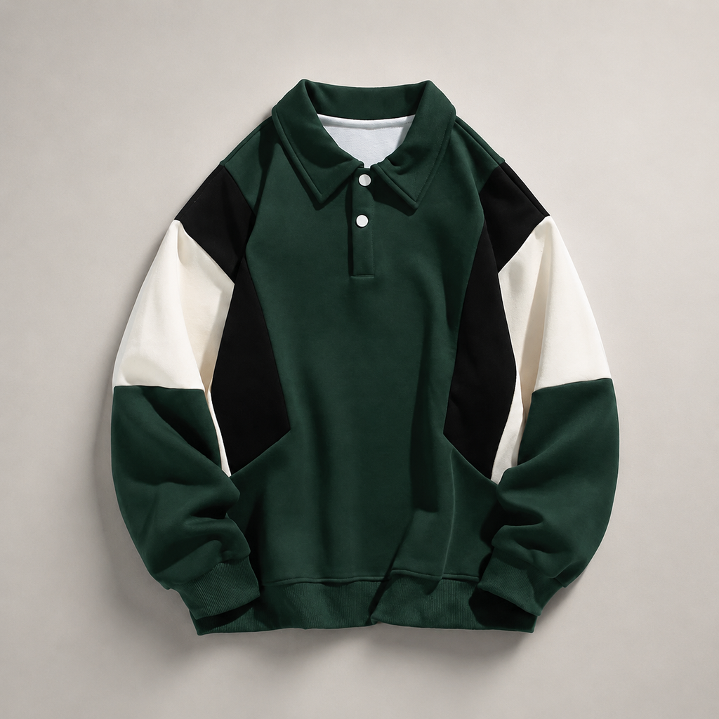 Arthur Color-Block Long Sleeve Polo Pullover