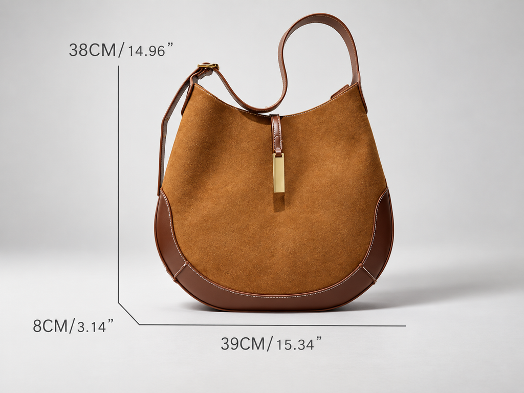 Beatrice Crescent Hobo Bag – Minimal Shoulder Handbag with Gold-Tone Accent