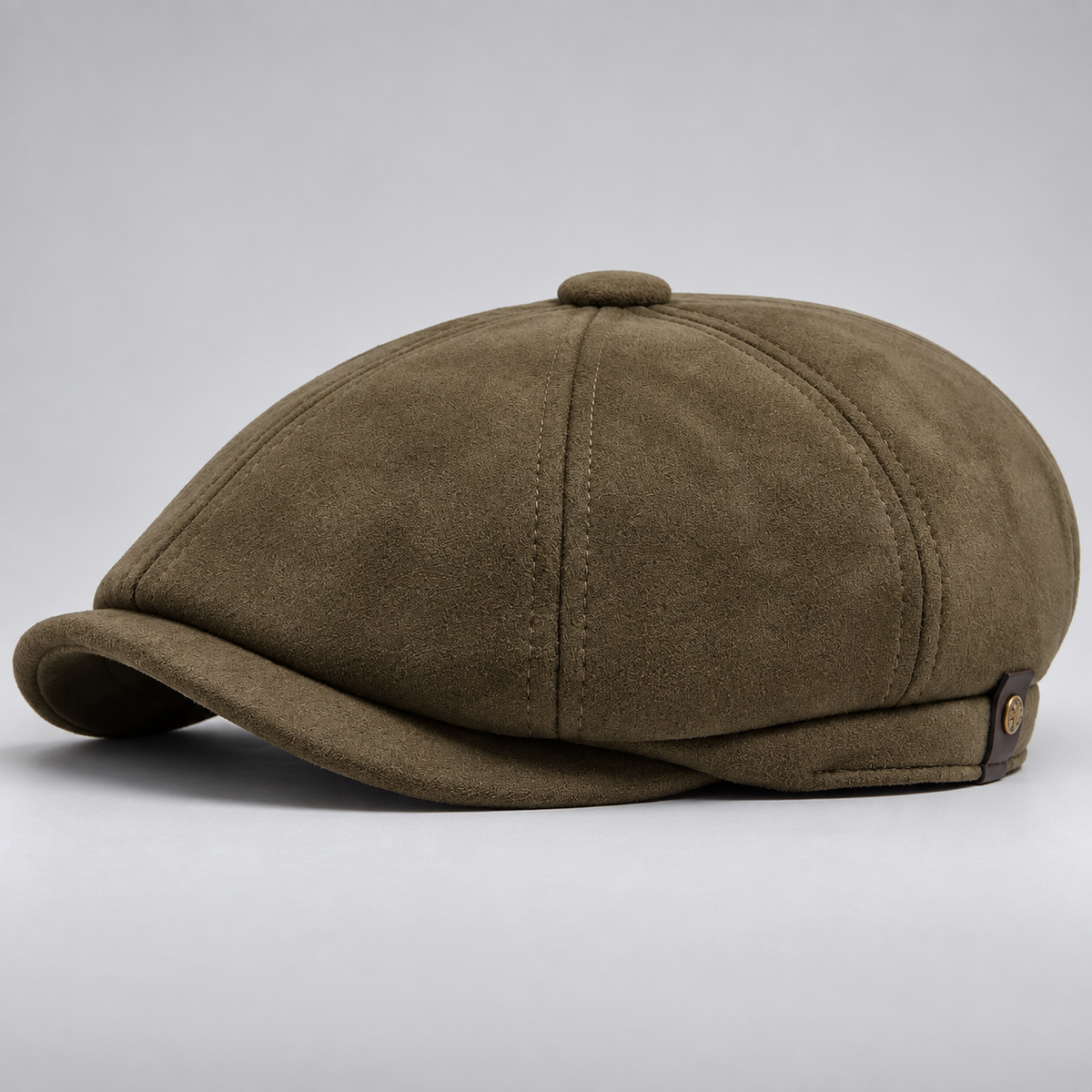 Edmund Suede-Look Newsboy Cap with Short Brim