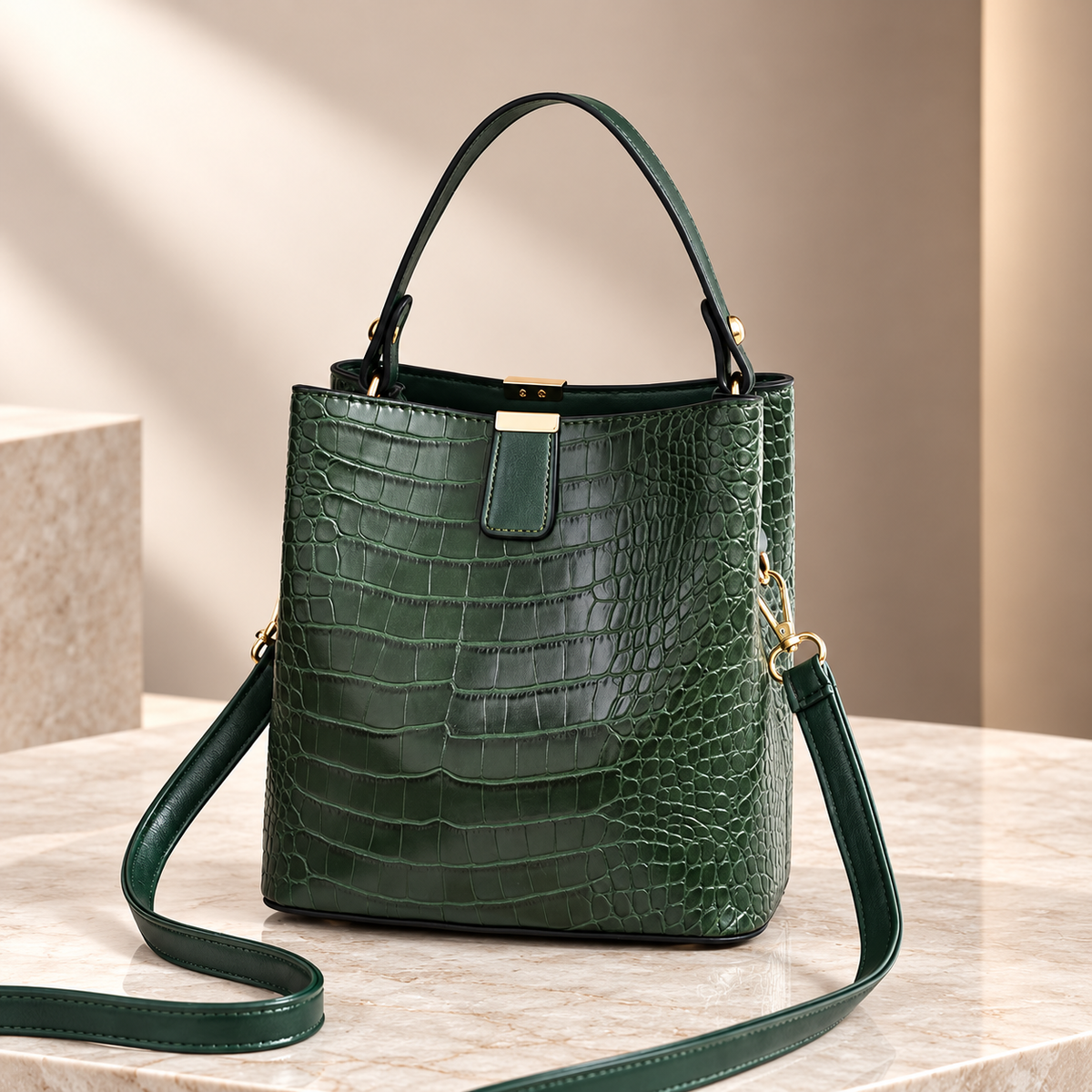 Isadora Women’s Croc-Embossed Top Handle Handbag – Structured Shoulder & Crossbody Bag