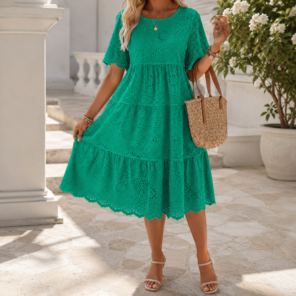 Brooklyn Women’s Eyelet Tiered Dress