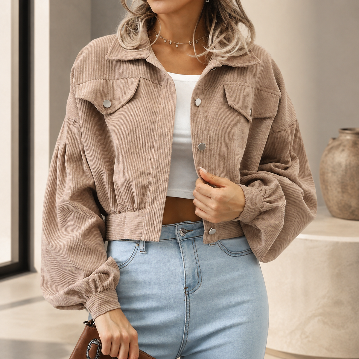 Reagan Cropped Corduroy Jacket