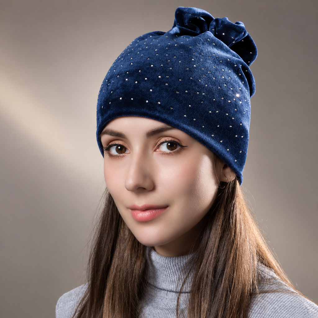 Amélie Embellished Velvet-Look Beanie