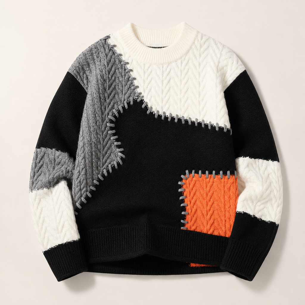 Logan Men’s Color Block Cable Knit Sweater