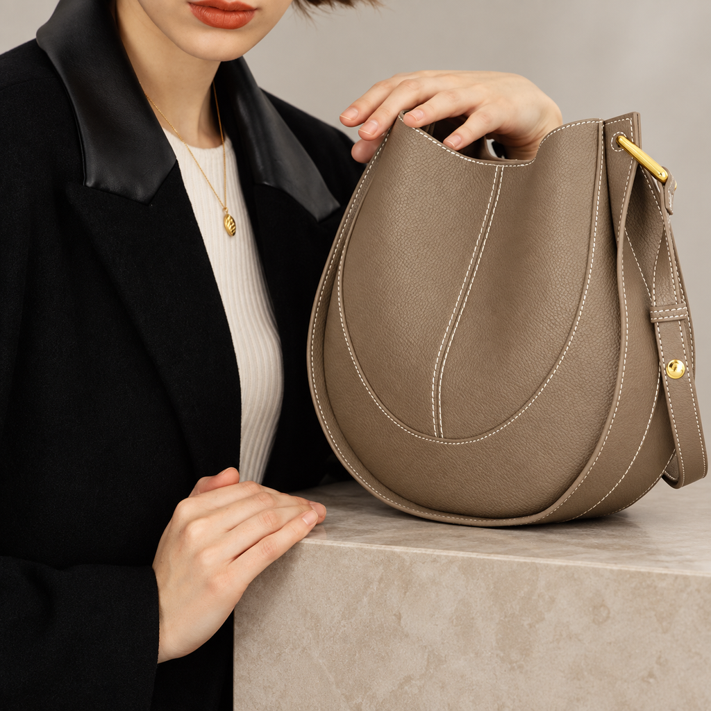Genevieve Women’s Pebbled Crescent Shoulder Bag – Curved Hobo Crossbody Handbag