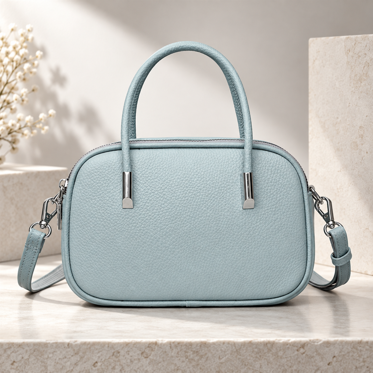 Elodie Women’s Structured Crossbody Handbag – Top Handle Zip Shoulder Bag