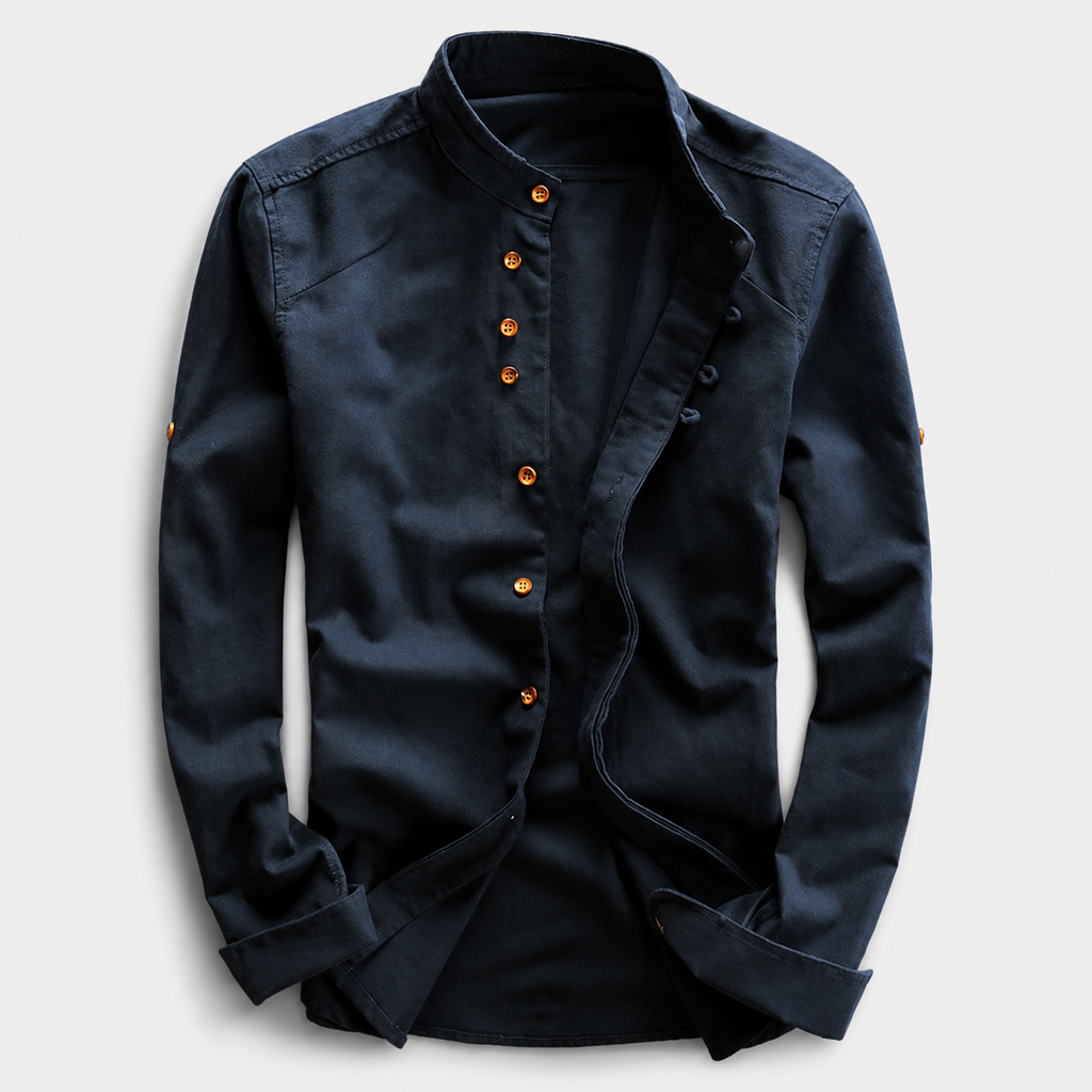 Ethan Men’s Linen-Cotton Japanese-Inspired Short-Sleeve Shirt