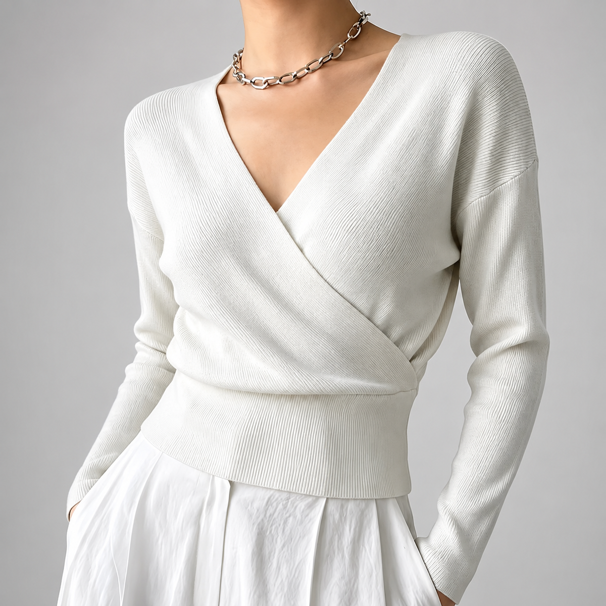 Marlow Women’s Wrap-Front V-Neck Sweater