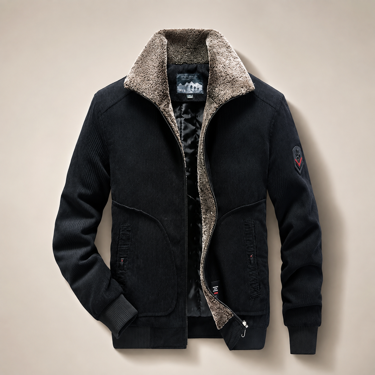 Vincent Fleece-Collar Textured Zip Jacket