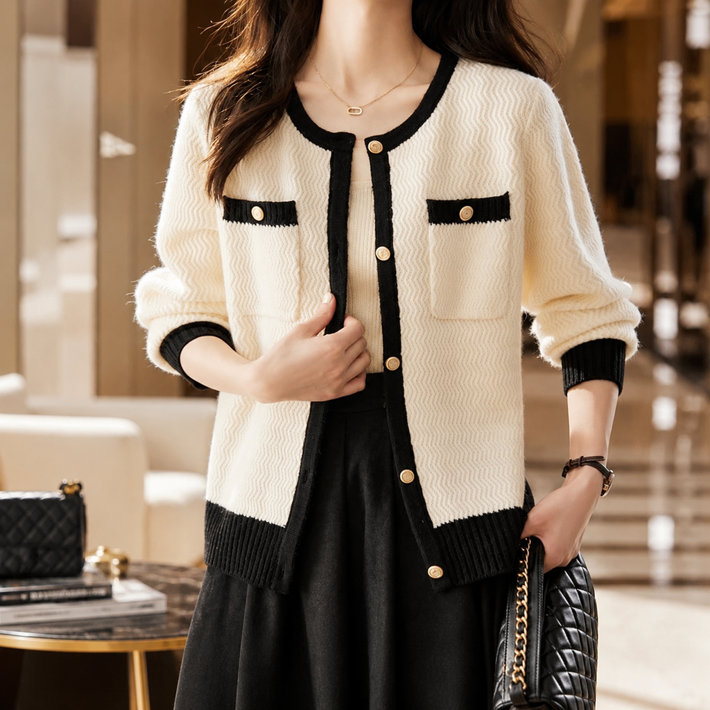 Camille Contrast Trim Knit Cardigan