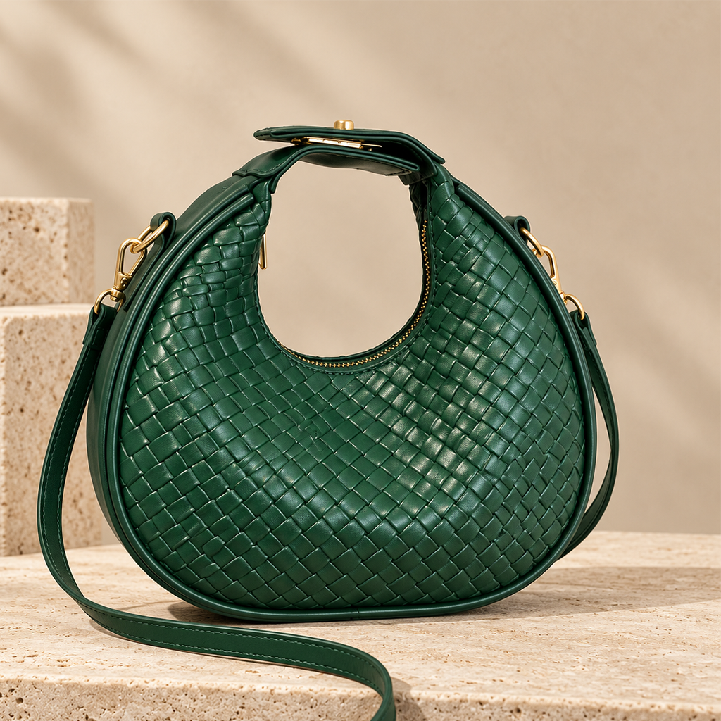 Alessia Textured Crescent Handbag