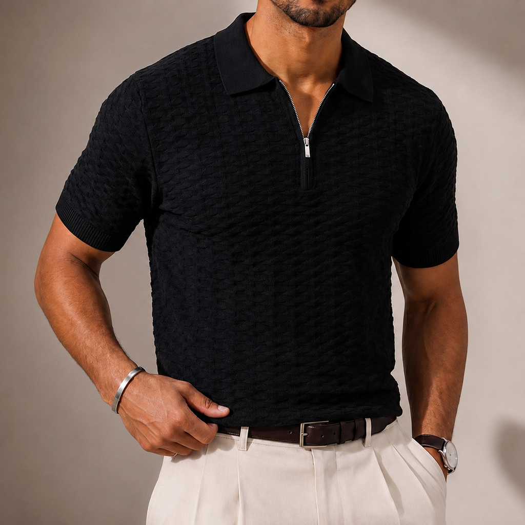 Carter Men’s Textured Knit Polo Shirt