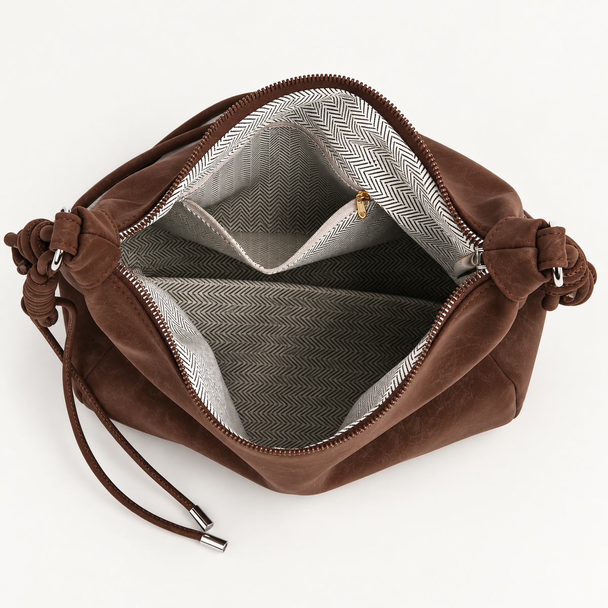 Marina Women’s Soft Hobo Shoulder Bag – Slouchy Zip-Top Handbag with Knotted Strap Detail