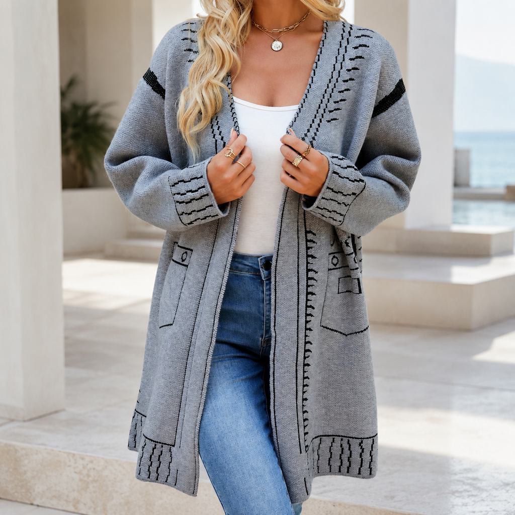 Beatrice Women's Graphic Button-Front Cardigan