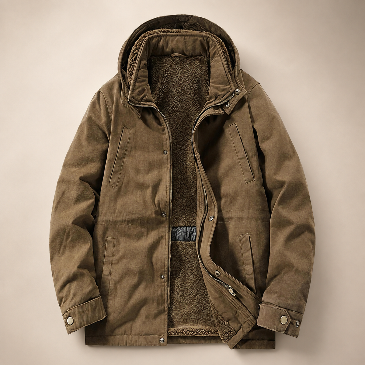 Harrison Men’s Fleece-Lined Hooded Utility Jacket