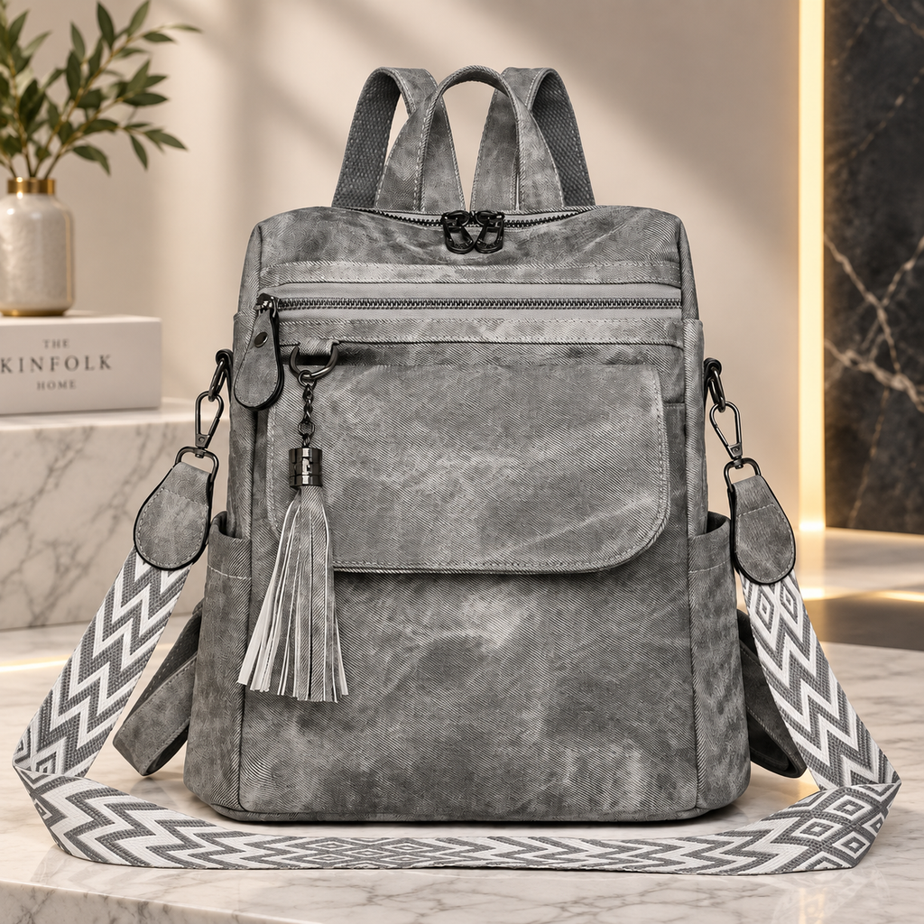 Camille Women’s Convertible Backpack Purse – Washed Canvas Crossbody Shoulder Bag