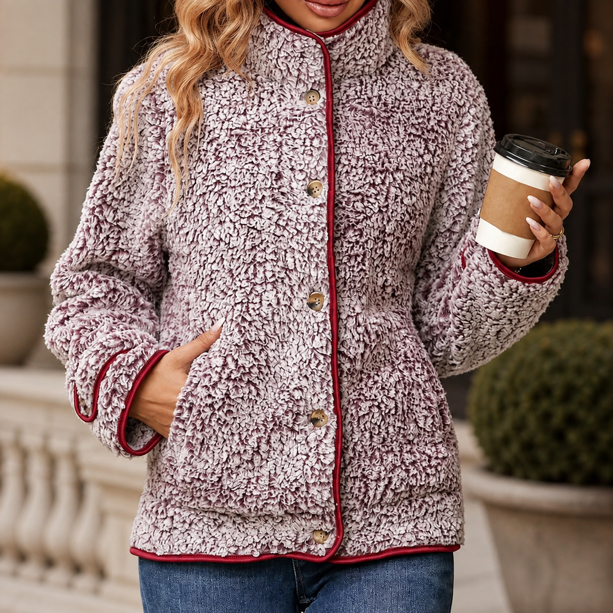 Marlowe Sherpa-Lined Textured Jacket