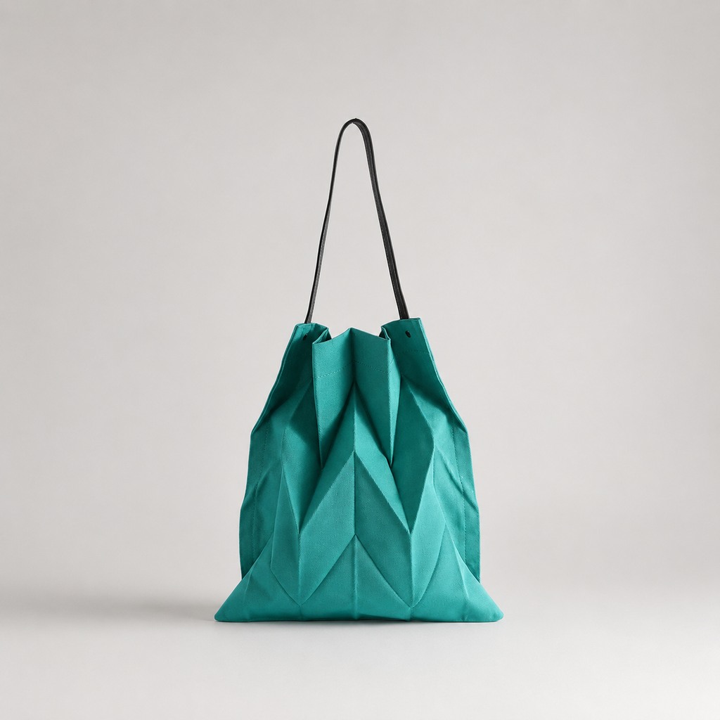 Harlow's Pleated Canvas Tote Bag with Structured Shoulder Strap