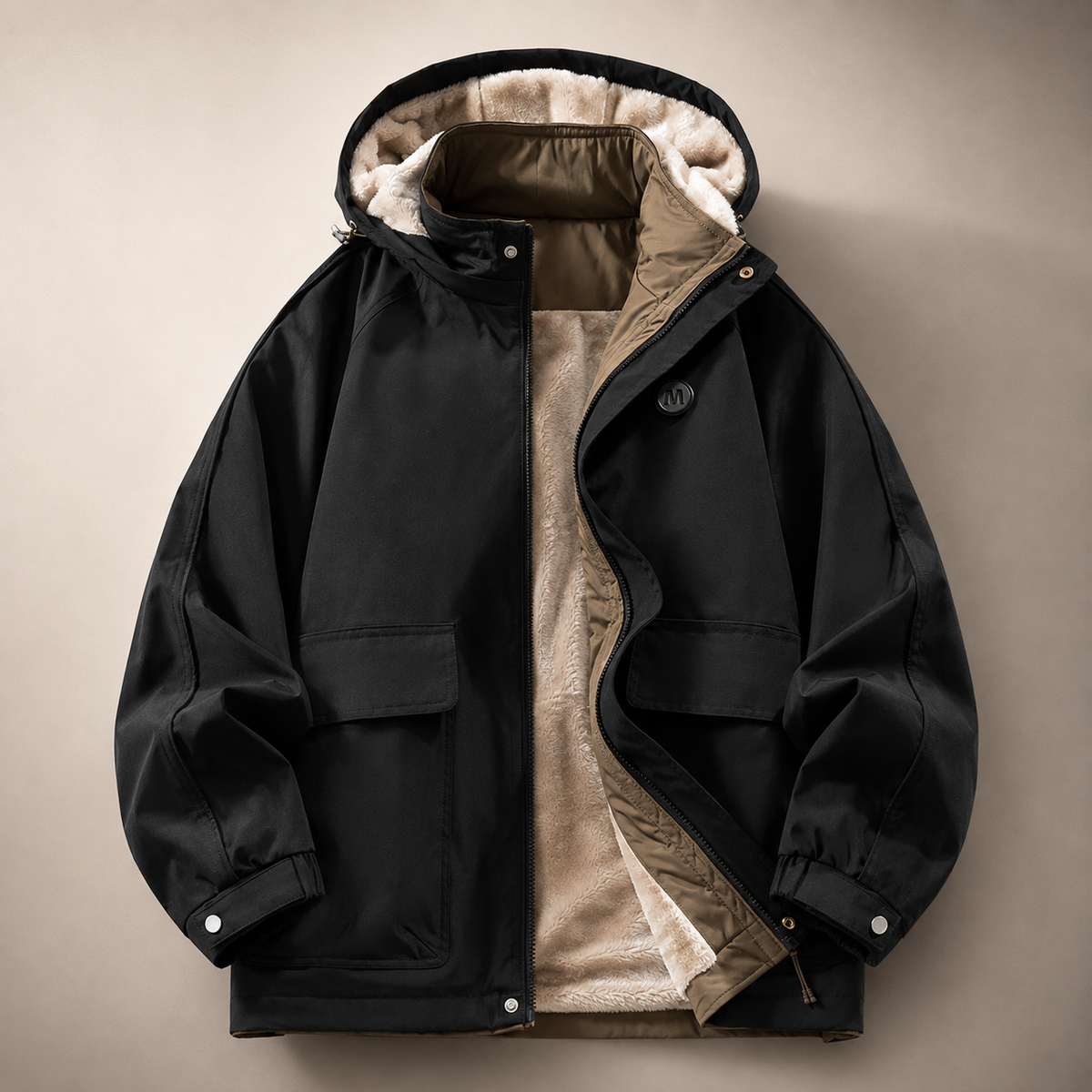 Bennett Men’s Fleece-Lined Hooded Jacket – Full-Zip Utility Winter Coat