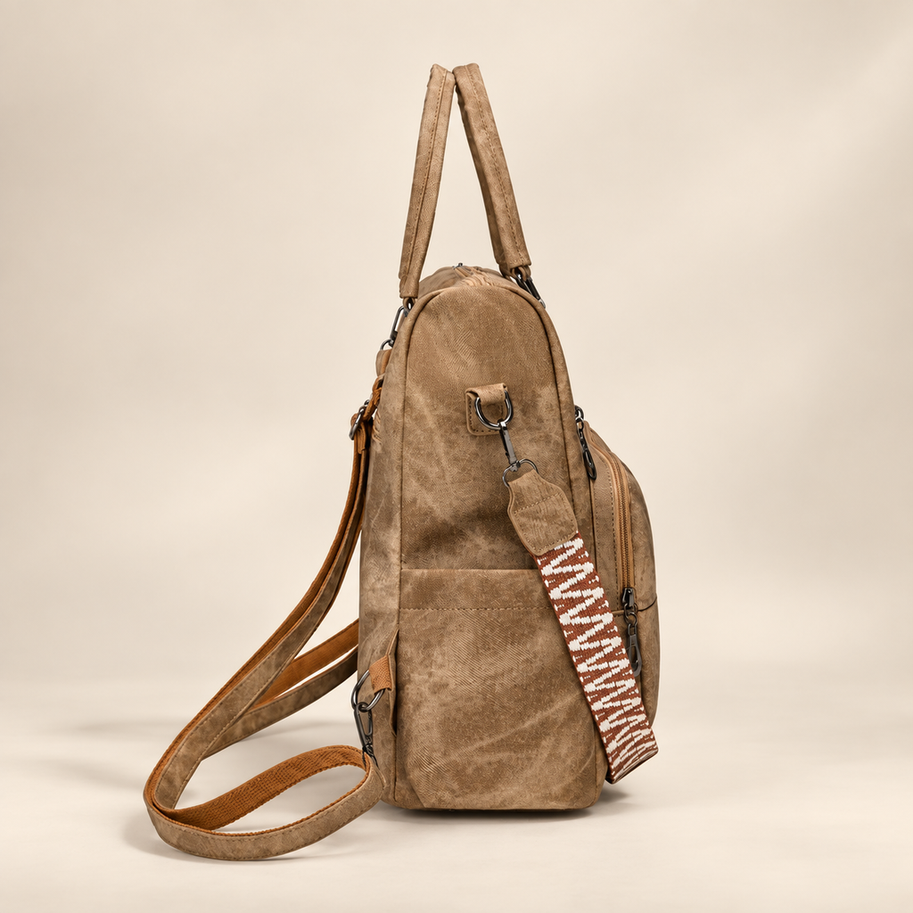 Harper Convertible Multi-Pocket Backpack Tote with Top Handles & Shoulder Strap