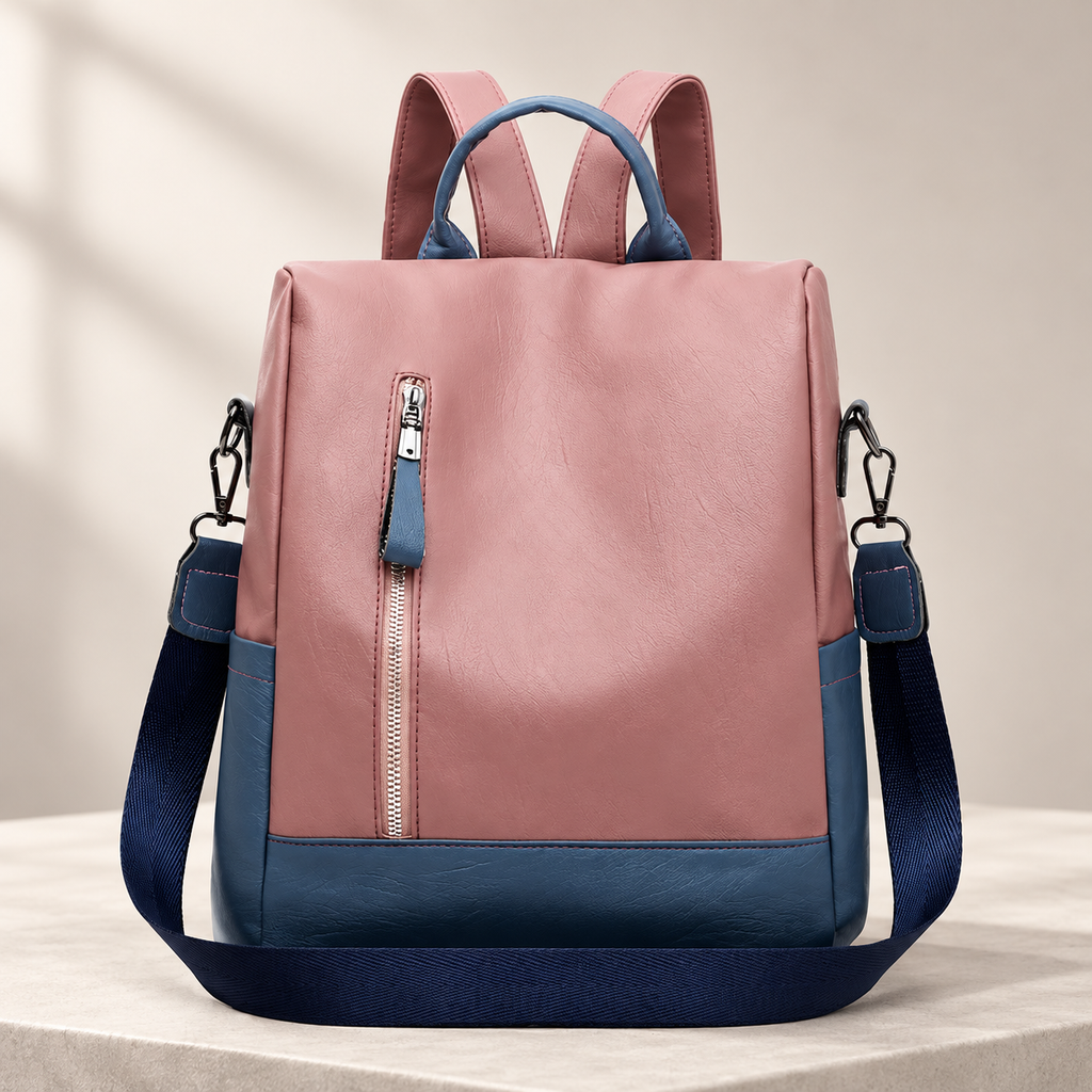 Colette Women’s Anti-Theft Convertible Backpack Purse – Two-Tone Shoulder Bag with Rear Access
