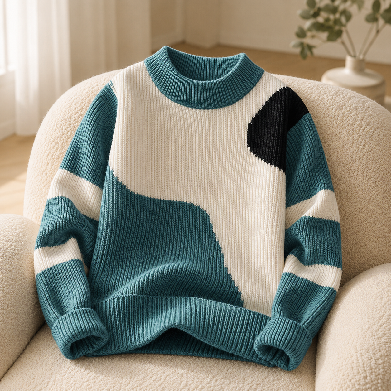 Wyatt Abstract Color-Block Knit Sweater