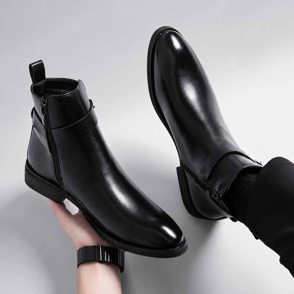 Bennett Men’s Buckle-Strap Ankle Dress Boots