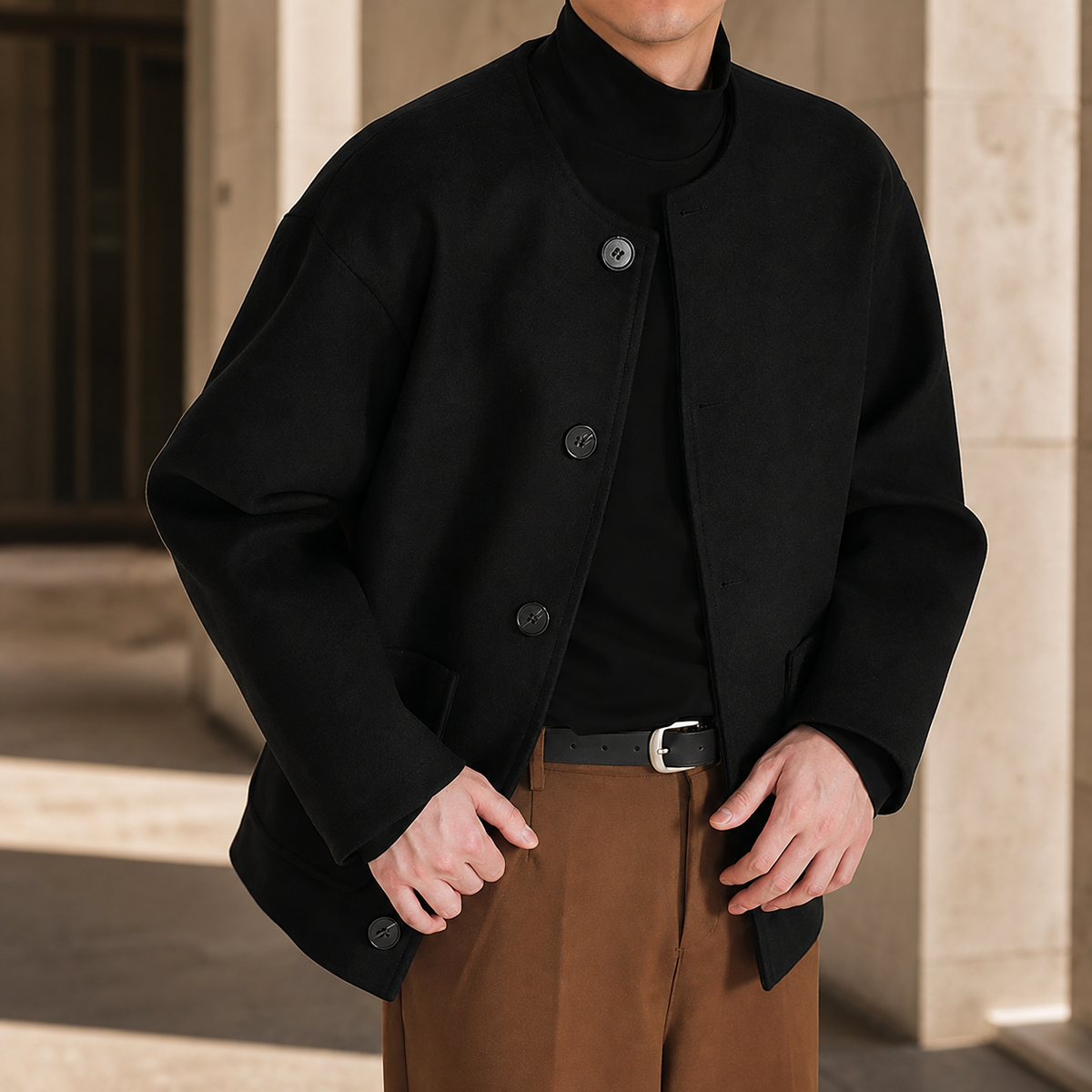Logan Relaxed Collarless Jacket