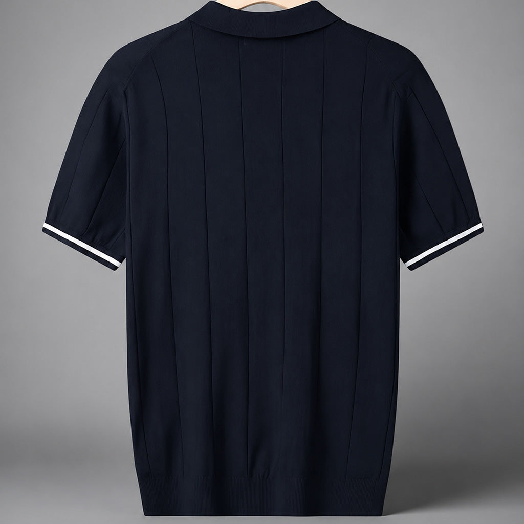 David Men’s Ribbed Quarter-Zip Polo Shirt