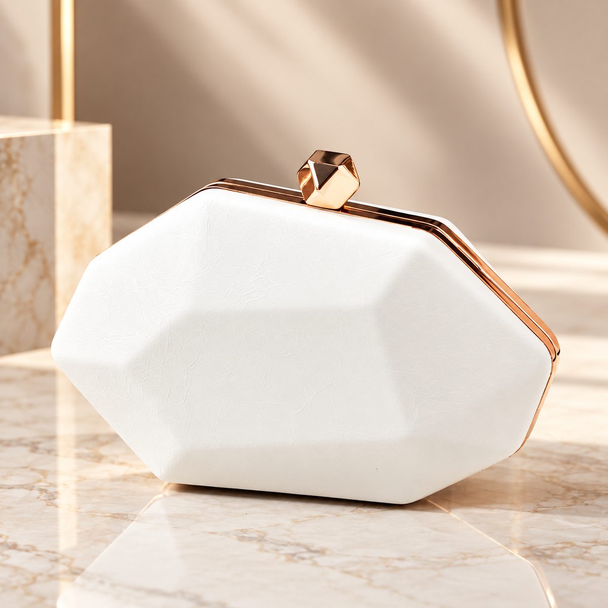 Alessia Geometric Evening Clutch with Faceted Top Clasp