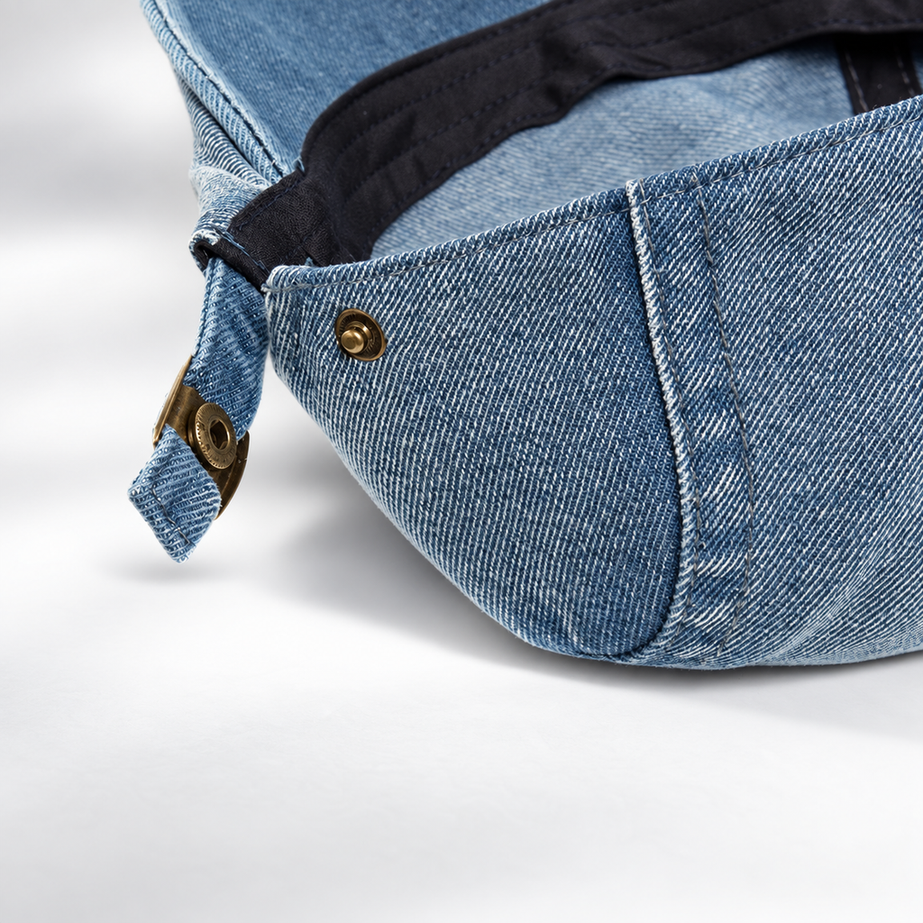 Arthur Denim Flat Cap with Adjustable Buckle