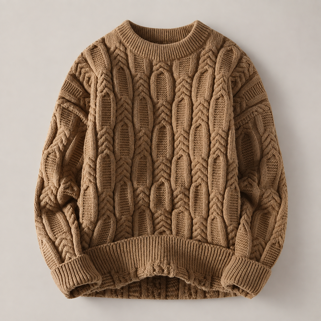 Dawson Cable-Knit Crewneck Sweater – Textured Long Sleeve Pullover