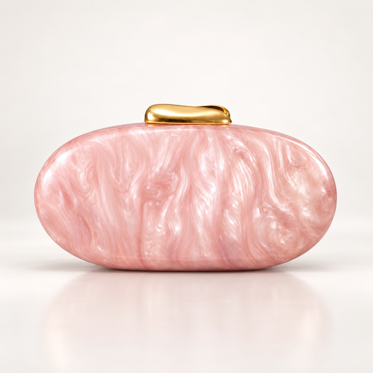 Camille Pearl-Effect Oval Evening Clutch with Gold-Tone Clasp