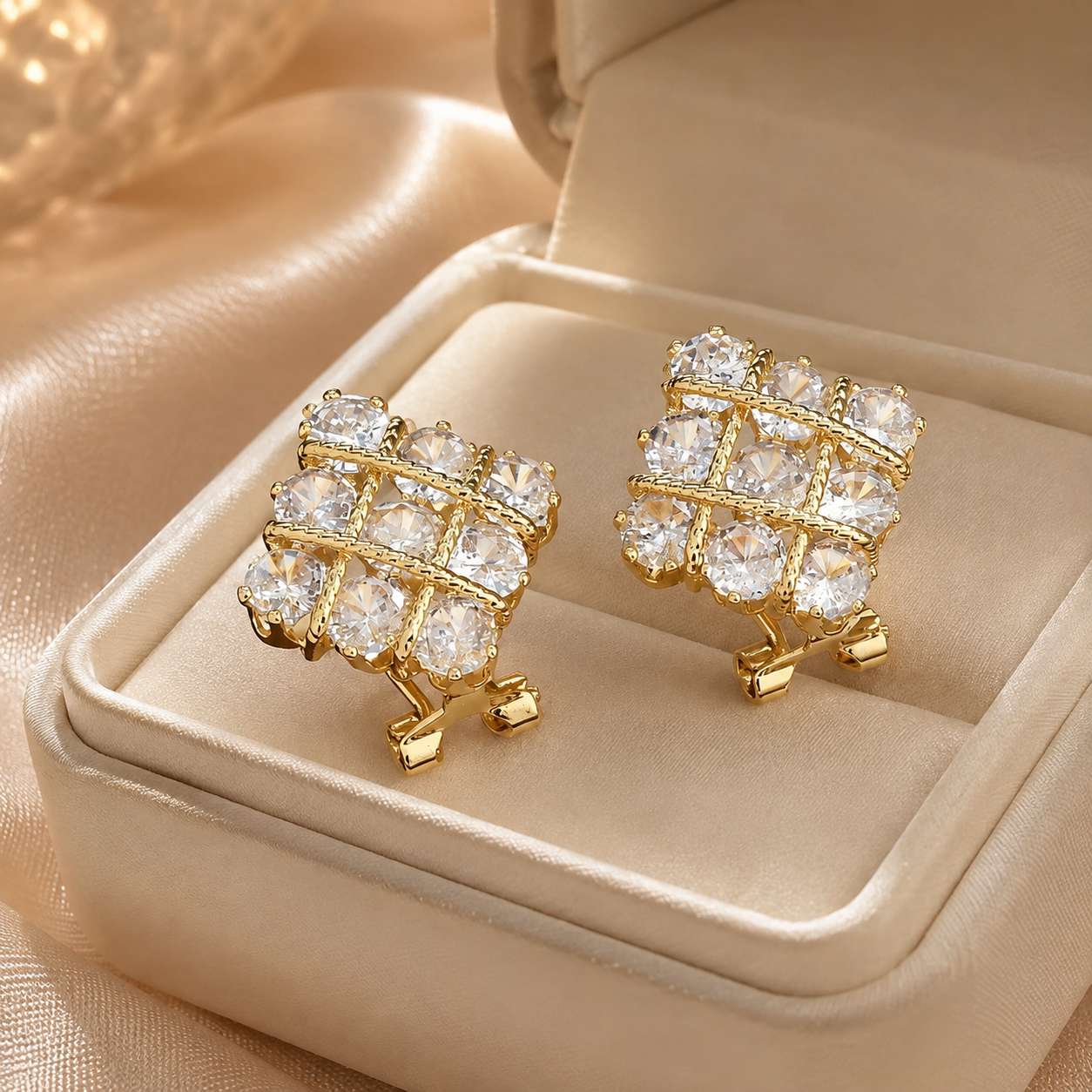 Vanessa Square Crystal Earrings